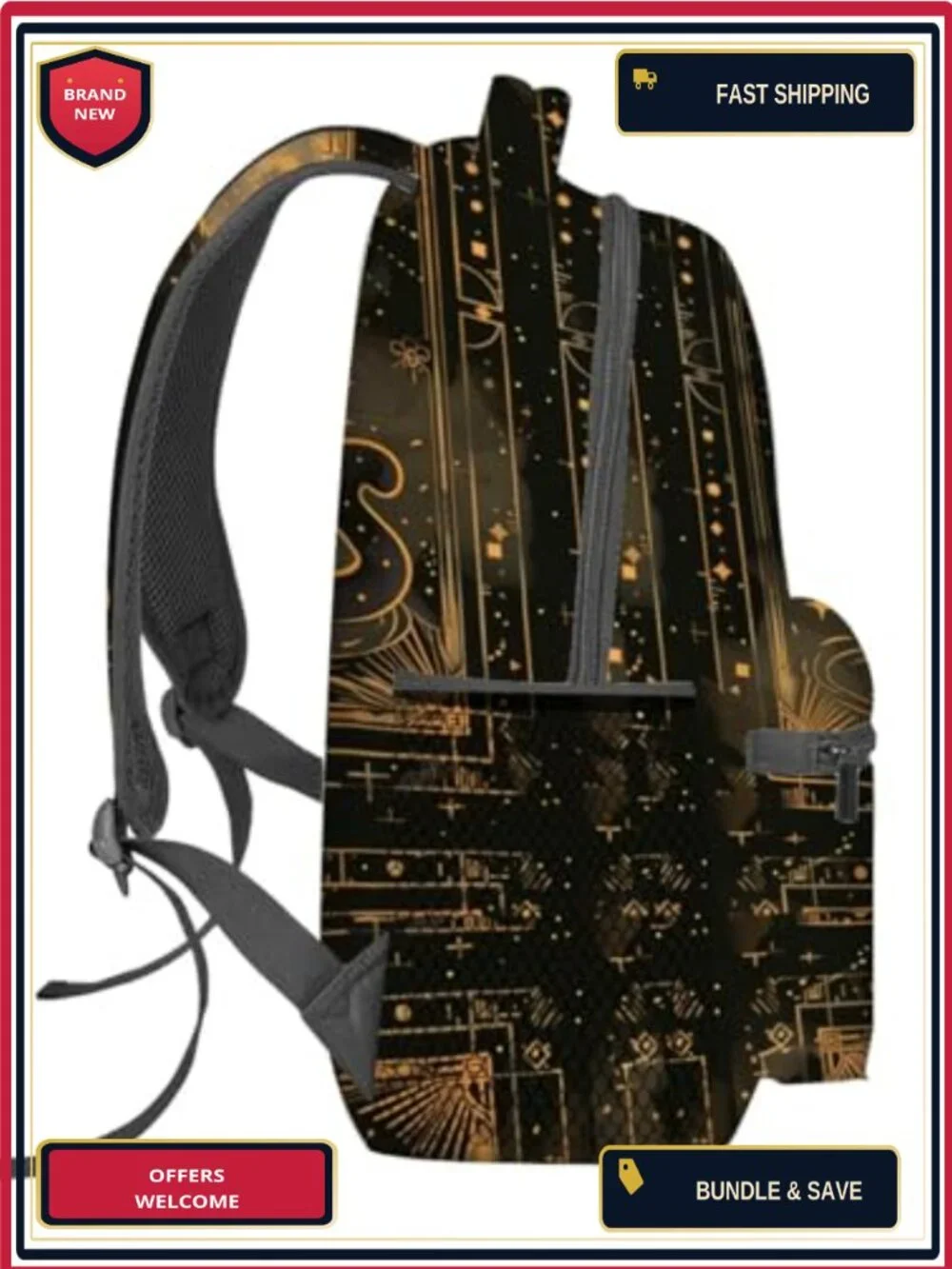 Gothic Cat Backpack Polyester Laptop Bag Daypack for Teens School Hiking